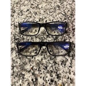 Unisex Readers Blue Light Blocking Reading Glasses +4.00 Lot Of 2